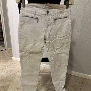 Michael Kors Women Size 10 White Skinny Jeans Front Zip Pockets